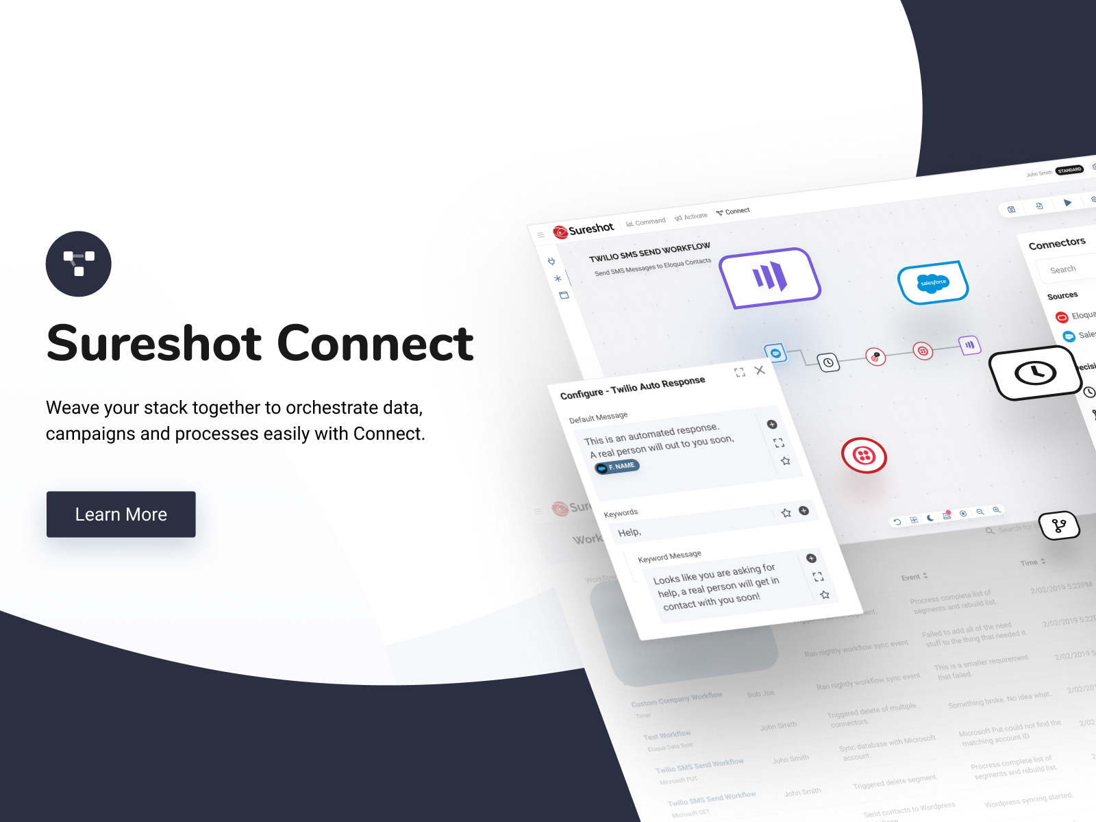 Shown is the marketing website with highlights of the Connect app