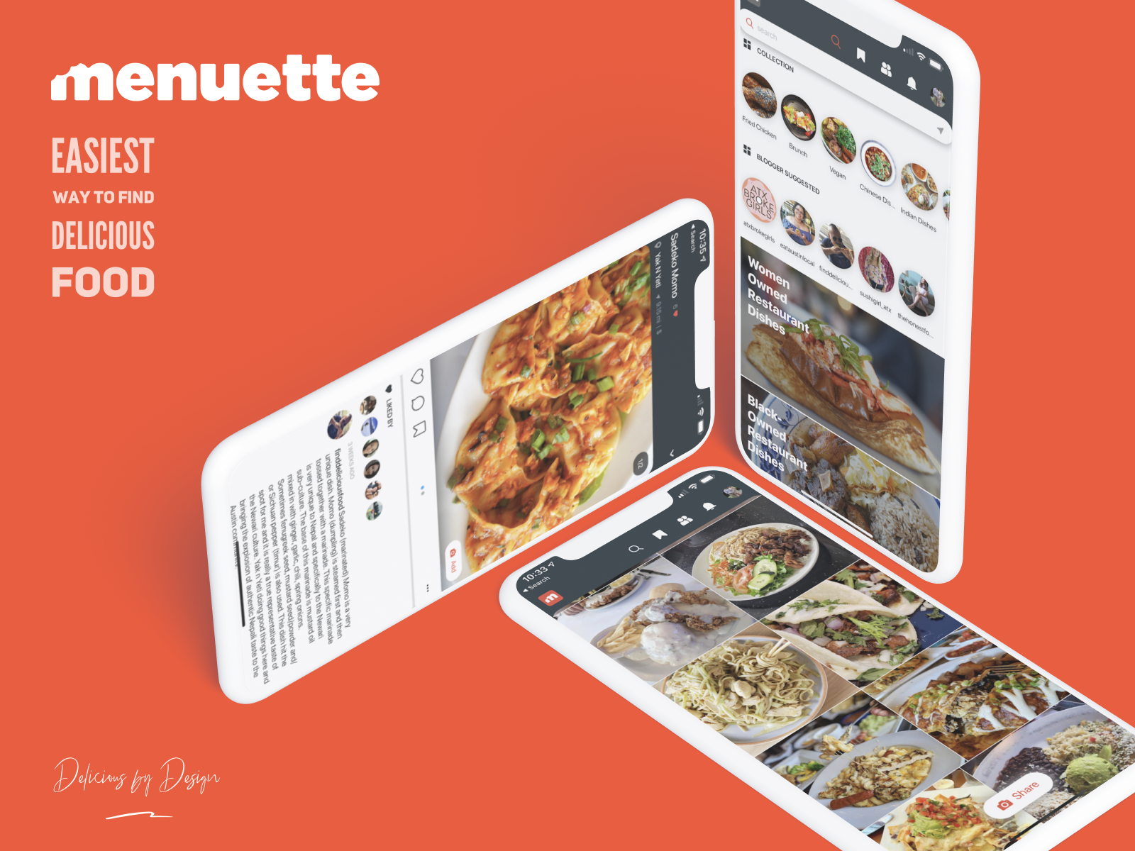 Shown is a preview of the mobile app Menuette